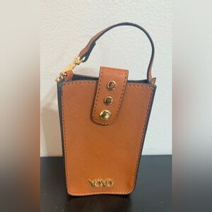 XOXO Tan Mini Bag with Gold Accents for Cell Phone without crossbody straps